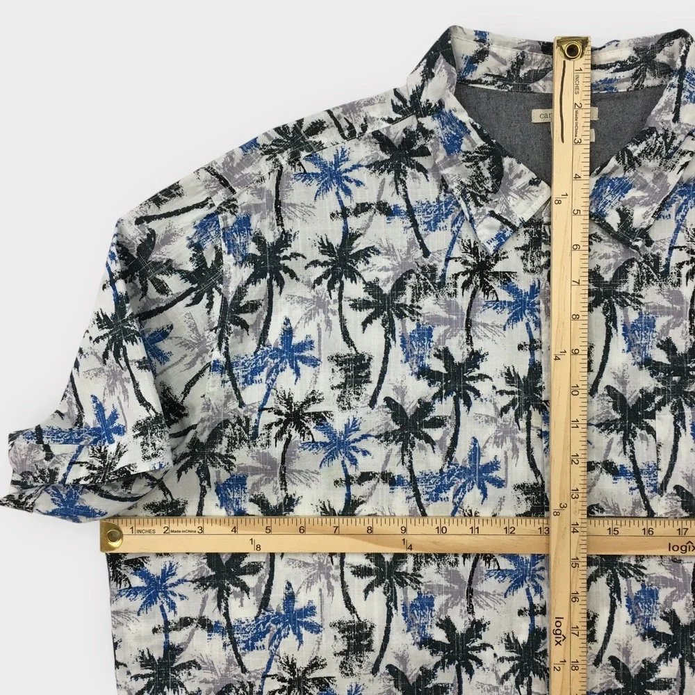 Carbon2Cobalt Palm Tree Print Button Up Short Sleeve‎ Shirt XXL Cotton